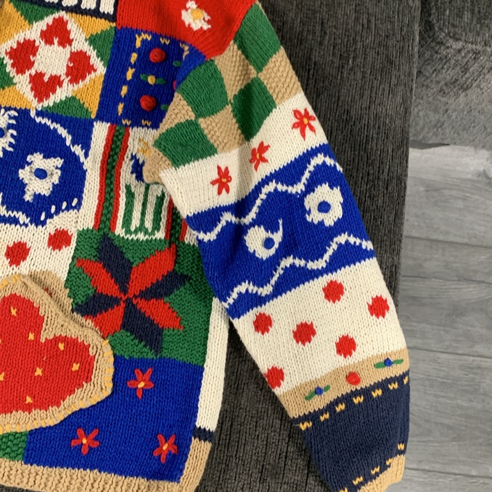 Vintage Bellepointe Patchwork Hearts Knitted Card… - image 3